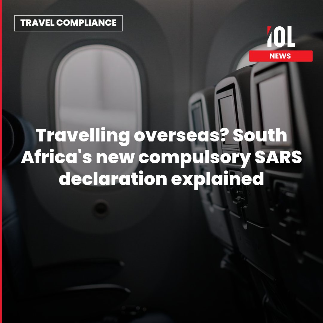 IOL's tweet photo. South Africans and international visitors travelling into or out of the country will now have to complete a compulsory online traveller declaration before they travel.
Read on https://t.co/UKTDPpOkCT
#news #SARS #compulsory #traveller #declaration #SouthAfricans #internationalvisitors