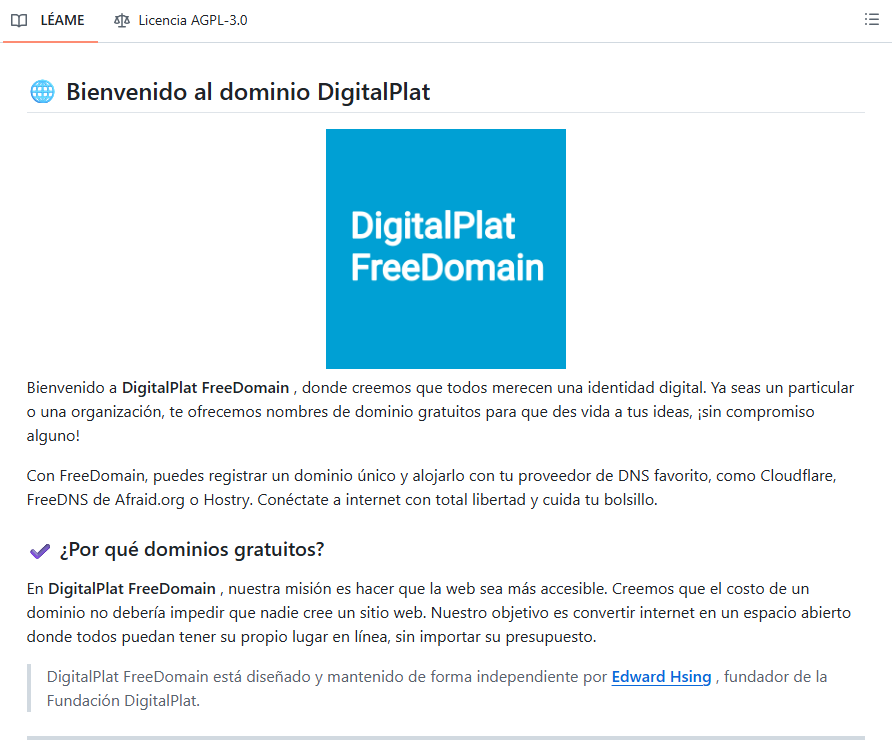 _guillecasaus's tweet photo. Existe una herramienta que te permite registrar dominios gratis de por vida.

Se llama DigitalPlat Domain y ofrece dominios gratuitos para proyectos personales, demos o side projects, sin coste ni renovación.

Esto es lo que incluye:

→ Registro y renovación completamente gratuitos
→ Compatible con Cloudflare, FreeDNS y otros proveedores DNS
→ Sin costes ocultos ni publicidad
→ Más de 400.000 dominios registrados

Lo más interesante:

La mayoría de proveedores cobran una cuota anual simplemente por mantener tu dominio activo.

DigitalPlat Domain es gratis, open-source y ya supera las 182k stars en GitHub.

Te dejo el repo en comentarios 👇