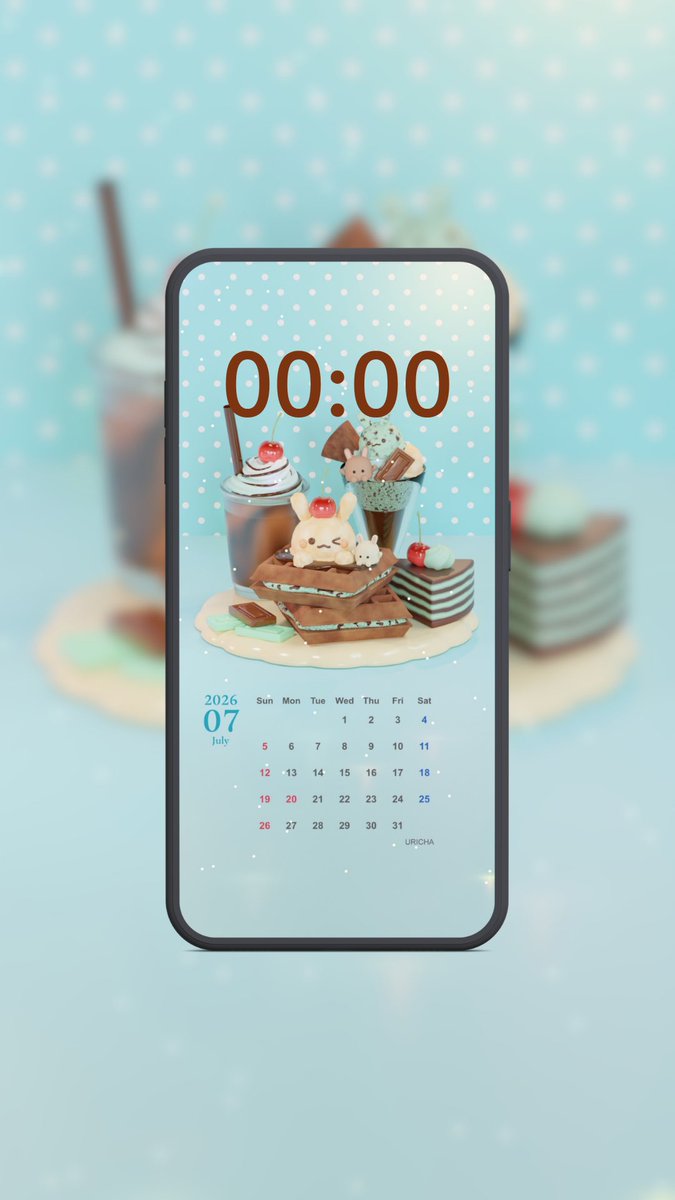 uriuri__3d's tweet photo. 7月のカレンダーを作成しました🍫🌱🐰

今月はチョコミントプレートです🍫🌱
時計の色は茶色がおすすめ🤎

個人利用の範囲内でお使いいただけると嬉しいです .ᐟ.ᐟ

#blender #3DCG #カレンダー https://t.co/6ULhRIWWZk