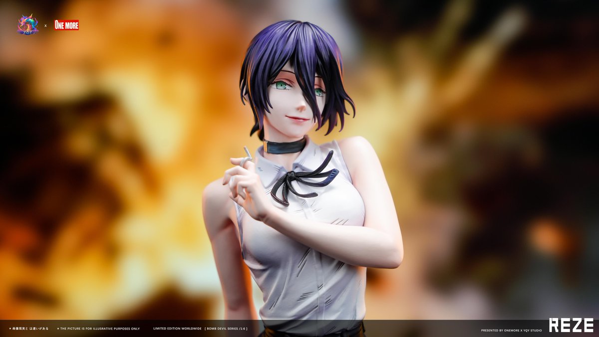 hamajippa's tweet photo. One More x YQY Studio Reze 1/6

ONE MORE联名YQY 新品炸弹女孩正式开定！
救命呀！有恶魔正追杀我！

制作信息
打样师：漆魂社
材质：进口PU、树脂、3D打印件
包装：牛皮纸箱+珍珠棉+专属彩盒
发货物流：顺丰/德邦运费到付
预计出货：2027年Q1（时间仅供参考，遇特殊延期会统一通知）
 
尺寸规格
低配：高16cm×宽6cm×深7cm
高配：高30cm×宽19cm×深17cm
*最终尺寸以大货实物为准
 
定价&限量体数
 
低配版本（配置如图）
定金398｜全款898
限量128体，售罄截止
 
高配版本（配置如图，地台多处带灯）
定金698｜全款1598
限量88体，售罄截止

❤️（低配运费包邮，高配正常到付）
 
大货优化升级内容
 
1. 微调蕾塞整体身材比例，新增颈部爆炸小特效件，唇色减弱
2. 缩小电次头部比例，补上电次胸口拉环
3. 蕾塞眼睛优化：样品为手绘眼，大货会用水贴，继续调整瞳孔细节与配色
4. 微调地台灯光明暗亮度，提升灯光效果
 
温馨须知
 
本品纯手工上色，每款涂装存在细微色差，完美主义、重度强迫症玩家谨慎下单！

完整配置细节查看配图