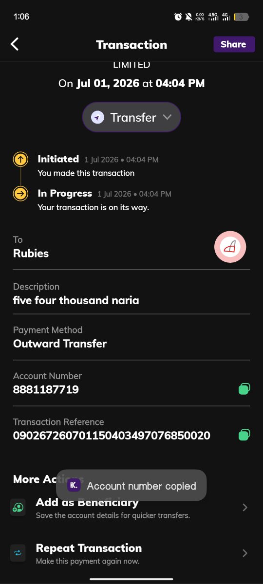 FEmmanuel55867's tweet photo. @kudabusiness Please kuda reverse my money back please, I made a transfer of fifty four naria and is still pending https://t.co/mUjfXALczv