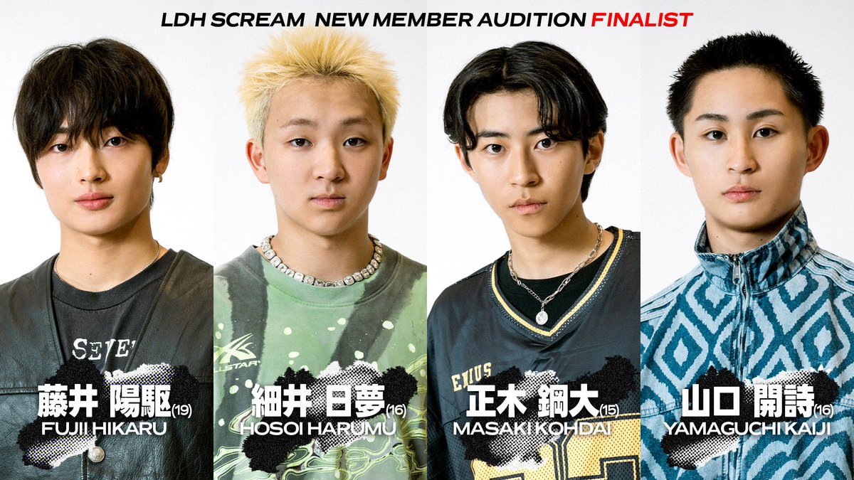 LDH_PR_OFFICIAL's tweet photo. ━━━━━━━━━
      𝑳𝑫𝑯 𝑺𝑪𝑹𝑬𝑨𝑴
𝑵𝑬𝑾 𝑴𝑬𝑴𝑩𝑬𝑹 𝑨𝑼𝑫𝑰𝑻𝑰𝑶𝑵
 -- 𝑭𝑰𝑵𝑨𝑳𝑰𝑺𝑻15名--
━━━━━━━━━
EPISODO.1公開中!!
CL/完全版
https://t.co/2J4HLzsuzc
YouTube/ダイジェスト版
https://t.co/ibxo2yOP7K

#LDHSCREAM
#LDHSCREAMオーディション
@CL_OFFICIAL_ACC https://t.co/NdsEQItG1N