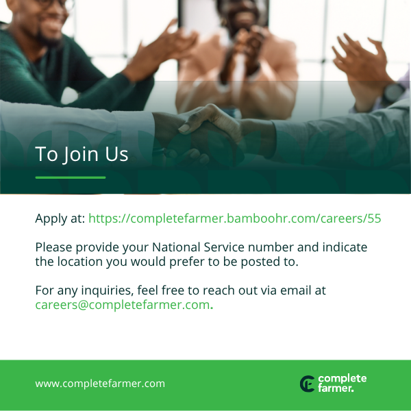 CompleteFarmer's tweet photo. Are you part of the 2026 graduating class?
Kick-start your National Service with Complete Farmer and gain hands-on experience in a leading Agri-tech company.

Apply now using the link below and tag someone who shouldn't miss this opportunity!
BambooHR (https://t.co/0KvZ0nLAxG) https://t.co/LA7eLwoVDM