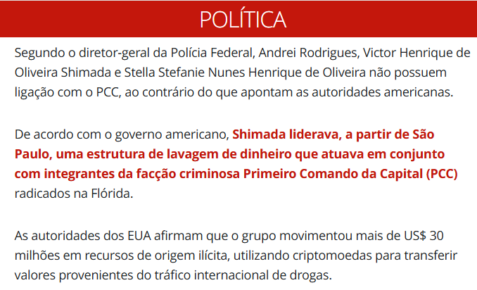 fabio_talhari's tweet photo. Este sujeito não tem o mínimo de vergonha na cara?
Saiu EM DEFESA dos criminosos!
Mas o cara é DIRETOR DA POLÍCIA FEDERAL!
Bem, agora mesmo o @lordivan22 reportou que houve um esquema milionário de lavagem de dinheiro envolvendo a empresa paulista Victory Trading, que pertence a Victor Henrique de Oliveira Shimada, justamente a pessoa que o "delegado" está defendendo, dizendo que "não tem ligação com o PCC"! 
Agora mesmo, em julho de 2026, a empresa foi formalmente sancionada pelo Departamento do Tesouro dos Estados Unidos devido a vínculos diretos com o Primeiro Comando da Capital (PCC)!
Vejam o fluxo financeiro: a Victory Trading recebeu exatamente R$ 514,5 milhões em um intervalo de apenas um ano (entre setembro de 2023 e setembro de 2024). A origem do dinheiro foi uma transferência de uma empresa chamada Wave Intermediações. Ora, Wave Intermediações é apontada como um dos principais CNPJs da chamada Rede Arpar, que por sua vez foi identificada de forma oficial pelo relatório final da CPMI do INSS, que investigou o desvio de recursos públicos da previdência social! A rede de mais de 40 empresas de fachada funcionava para acobertar os negócios ilícitos de um homem conhecido como "Careca do INSS"!
E o diretor da PF está defendendo o cara, MENTINDO NOVAMENTE, dizendo que Shimada "não tem ligações com o PCC"!
ISSO É GRAVÍSSIMO!
O DIRETOR DA POLÍCIA FEDERAL ESTÁ MENTINDO E DEFENDENDO UM CRIMINOSO!