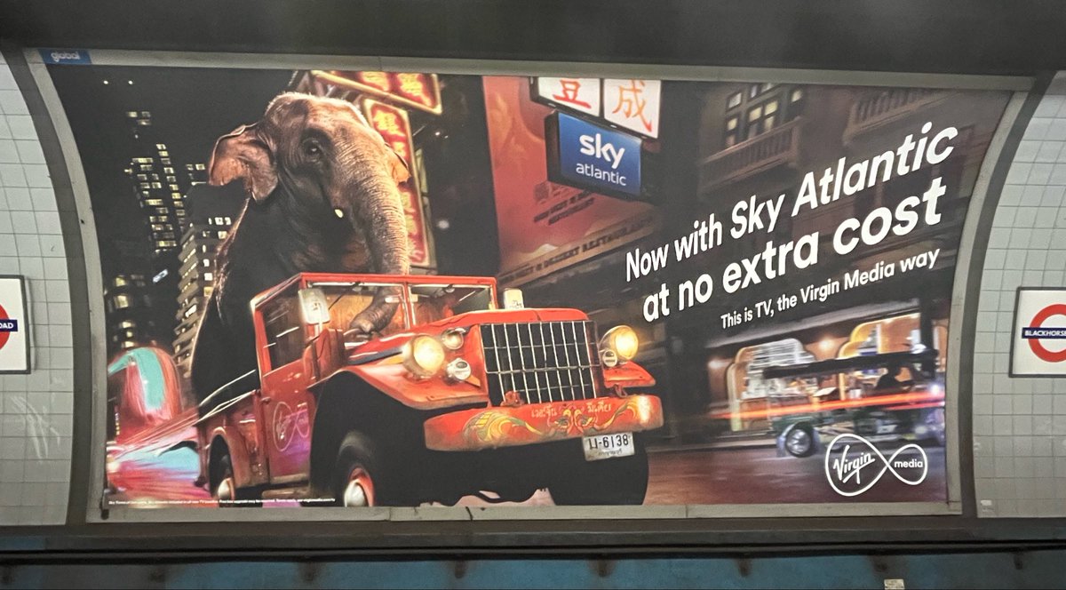 TubeAdsDaily's tweet photo. 📍 Blackhorse Road station

@virginmedia x @SkyUK underground ad poster

“Now with Sky Atlantic at no extra cost. This is TV, the Virgin Media way.”

@global #tfl #virginmedia #skyatlantic #london #tubeadsdaily https://t.co/jIrxDpgbqy