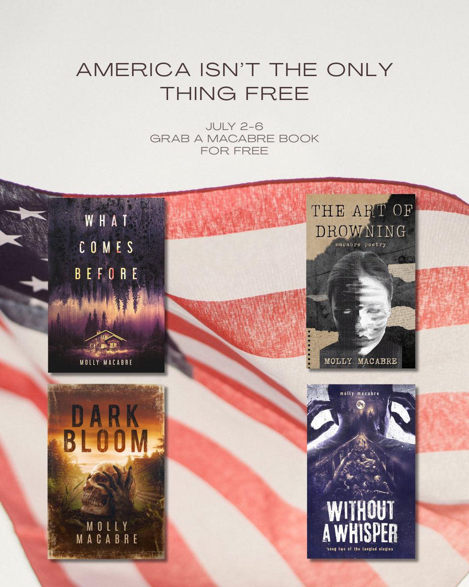 Molly_Macabre_'s tweet photo. With the 4th of July approaching, I’ve been thinking a lot about freedom 🦅 
Which led me to freedom bells
And you know what else rings?
Idk, lots of things.
Pick up my books for free ⬇️ https://t.co/0RBB4jM0Jr