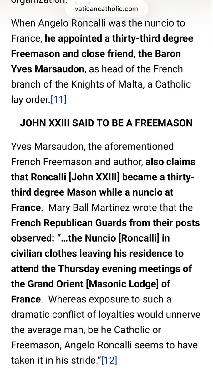 jesuitpatriot's tweet photo. WAS POPE SAINT JOHN XXIII A FREEMASON?

https://t.co/6UbN61tb9a presents these two statements as evidence. However, when we examine the sources [11] [12], we find that the site is either misleading readers or has incorrectly cited the quotes. 

Page 325 is the last page of the "La Popessa" book, and when we look at "The undermining of the catholic church" there seems to be nothing what the article mentions on page 117.