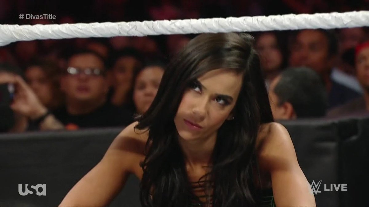 TravisJonesWWE's tweet photo. Lady @TheAJMendez - The #PhenomenalBlackWidow always keeps her eyes on her opponents so she can strategize on how to viciously beat them down, #TeamAJ. #RT if u agree #WeLoveAJ #IconicAJ #AJFansForEver #RAW #DivasTitle #WWERAW @WWE https://t.co/mqEhrRvAl2