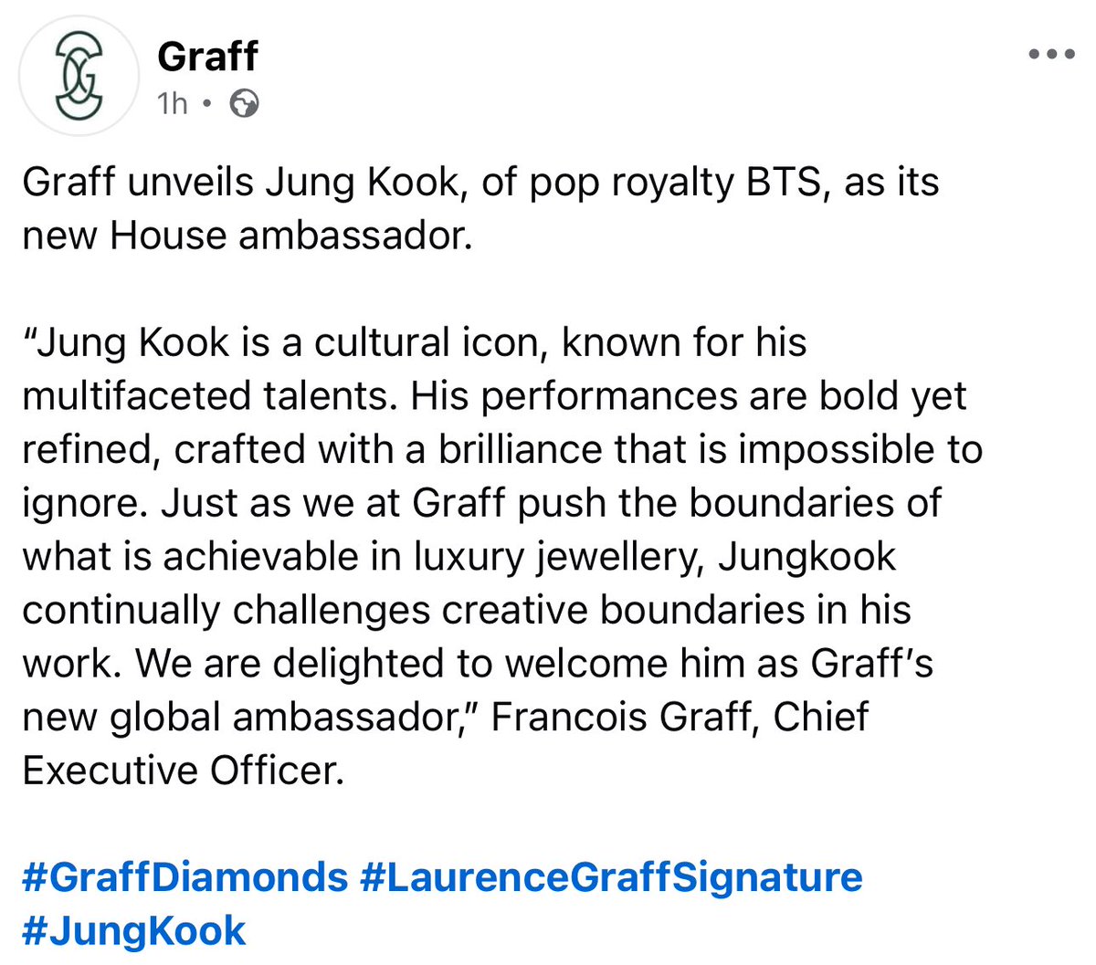 tksovers's tweet photo. "Graff unveils Jungkook of Pop Royalty BTS as its new Global Ambassador"

JUNGKOOK FOR GRAFF
#JUNGKOOKXGRAFF https://t.co/DosDWo1ri5