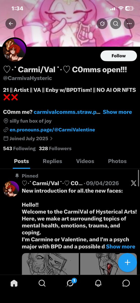 Mr_Guest's tweet photo. Got my first ren supporter block, she did indeed give a fuck about me, jokes aside is very sad that someone this old is blindly supporting a woman who almost ended a man’s life. https://t.co/KyaCaTx6Qy