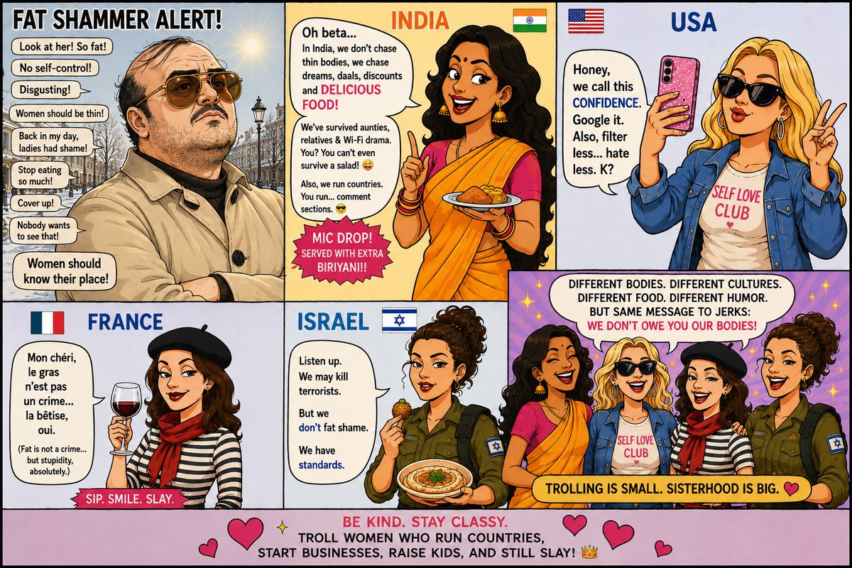 Subhashree28244's tweet photo. We condemn bullying in schools.
We condemn hate speech.
Yet millions still think it's perfectly acceptable to laugh at someone's weight.  The world watches wars with horror, yet too many people casually wage their own little wars through bullying, name--calling, and body-shaming. Cruelty doesn't need bombs to destroy lives.

Body shaming is more evil than a nation's killing frenzy.
than the nation that kills children.  

#bodyshaming #fatshaming @bullying