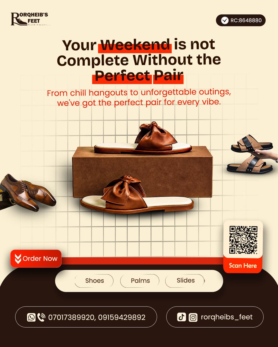 Annasgraphix's tweet photo. People don't buy what they don't understand.
For Roqheib's Feet, I created visuals that built trust and showed why the brand was the right choice—not just product posts.
Need designs that convert? DM me.
WhatsApp: https://t.co/hQadzkU2xn
#SocialMediaDesign #Branding https://t.co/wIPOl9qVDq