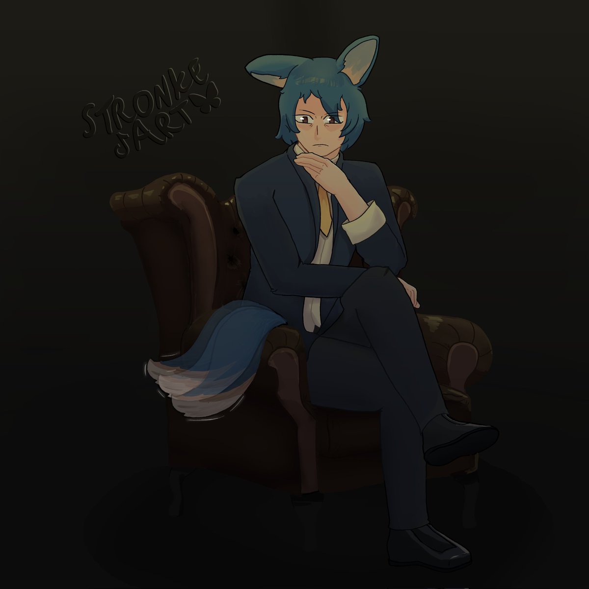 Stronkeart's tweet photo. #Artfight day 1
Full body of @lollitree_art 's Mirikon d:

Really liked his design and was so fun to draw. I used it as a chance to practice my rendering of chairs and lighting on characters

#furryㅤㅤㅤ #artㅤㅤㅤㅤ #furryartㅤㅤㅤ #artist https://t.co/GAxmGzGExY