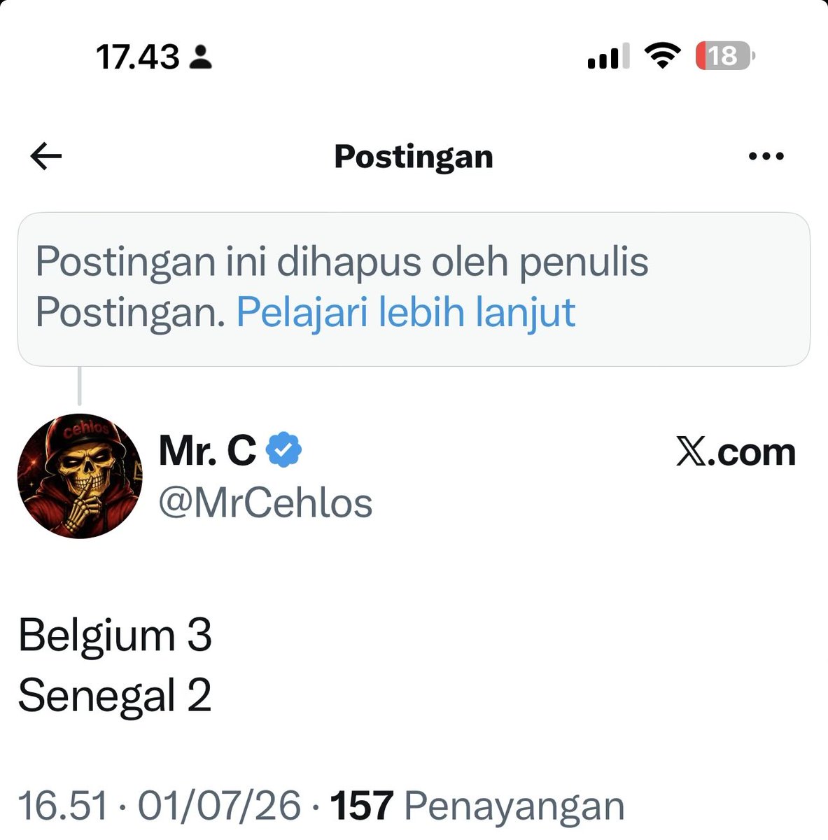 MrCehlos's tweet photo. Di hapus 🤣🤣
Padahal prediksi ku benar. https://t.co/GgABPIOo17
