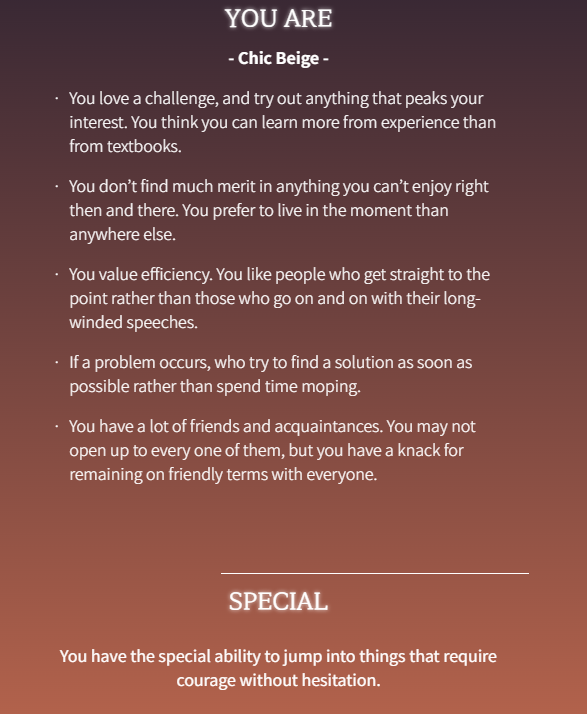choconachuu's tweet photo. [What color is your aura?]
My aura is 'Chic Beige'✨

https://t.co/sDxugJaDRy #WhatColorIsMyAura #personalitytest #mbti #Poomang https://t.co/md0R2il0ki