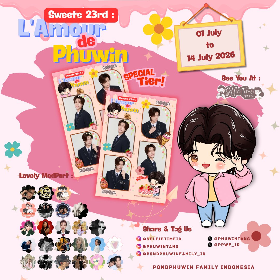 selfietimeid's tweet photo. Another Phuwin's Birthday Event from @PPWF_ID 😍

Catat periode framenya, sebelum ketinggalan eventnya!

📅 1 Juli - 14 Juli 2026
📍 Seluruh Store Selfie Time 

#SelfieTimeID #Lamourde23rdPhuwin
#phuwintang #ppwf_id https://t.co/7ZqRcWl5mN