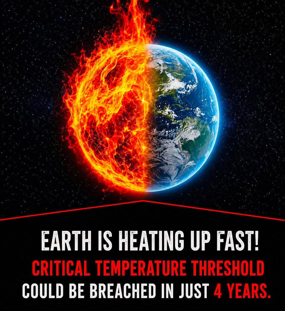 amazing_physics's tweet photo. 😱🌍 Earth Is Heating Up Faster Than Ever

Our planet is warming at an unprecedented rate, driven primarily by greenhouse gas emissions from burning fossil fuels, deforestation, and industrial activities. Every fraction of a degree matters. Rising global temperatures are fueling more intense heatwaves, stronger storms, prolonged droughts, melting glaciers, shrinking sea ice, and rising sea levels that threaten communities worldwide.

Scientists warn that if global warming continues unchecked, Earth could temporarily exceed the 1.5°C warming threshold within the coming years. Crossing this level doesn’t mean the planet becomes uninhabitable overnight, but it significantly increases the risks of extreme weather, ecosystem collapse, food and water insecurity, and irreversible damage to coral reefs and polar ice.

The future is not predetermined. Rapid reductions in carbon emissions, expanding renewable energy, protecting forests, improving energy efficiency, and adopting sustainable practices can still limit the worst impacts of climate change.

The choices humanity makes today will shape the world future generations inherit. Every action—big or small—contributes to protecting the only home we have.

“There is no Planet B. The time to act is now.”

#ClimateChange #GlobalWarming #SaveEarth #ClimateAction #Earth #Environment #Sustainability #Science #RenewableEnergy #ActNow #Nature