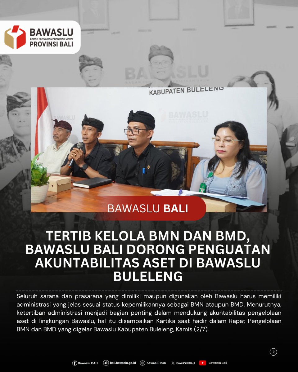 BAWASLUBALI's tweet photo. Tertib Kelola BMN dan BMD, Bawaslu Bali Dorong Penguatan Akuntabilitas Aset di Bawaslu Buleleng

Baca selengkapnya di :
https://t.co/DpupaRsuqy https://t.co/MAYK2I6IWD