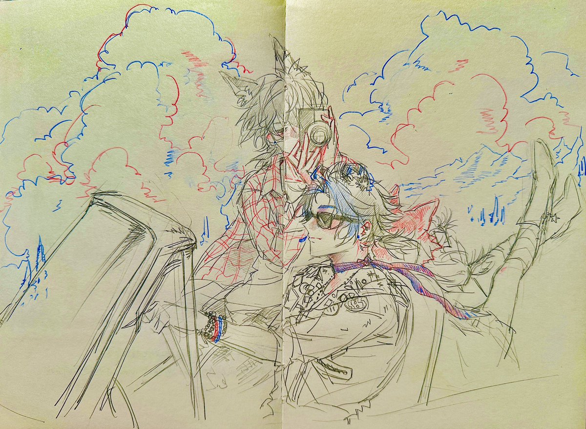 MOkeeryan2048's tweet photo. 私设画了cult公路片Paro的狼兄妹和浣熊❤️🐺🦝❤️
#Alesh #阿列什 #ArknightsEndfield #狼卫 #wulfgard #rossi
#エンドフィールド📷#明日方舟終末地 https://t.co/wiV8r5ooaq