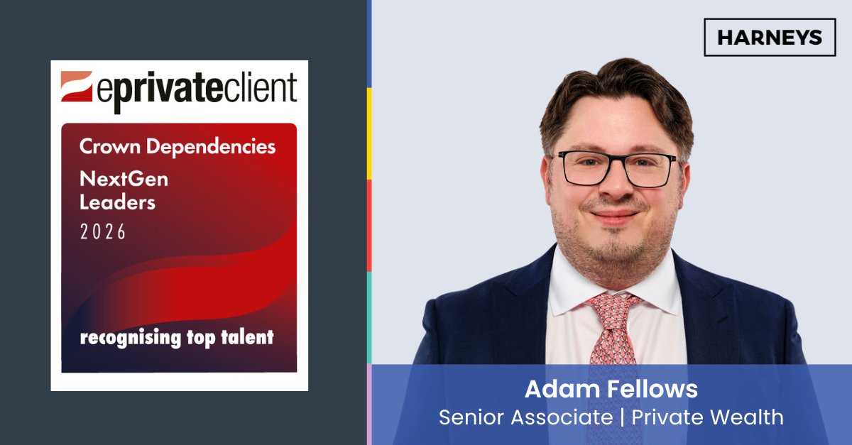 HarneysGlobal's tweet photo. Congratulations to Adam Fellows, Senior Associate, on being recognised as one of the 2026 eprivateclient Crown Dependencies NextGen Leaders.

Based in our Jersey office, which recently celebrated its first anniversary, Adam has been recognised through this prestigious annual ranking, curated by PAM Insight Ltd judges, which recognises the next generation of leaders in the private client sector.

The annual listing is based on PAM Insight's experience and knowledge of individuals identified as rising stars within the profession.

A well-deserved recognition. Congratulations again, Adam.