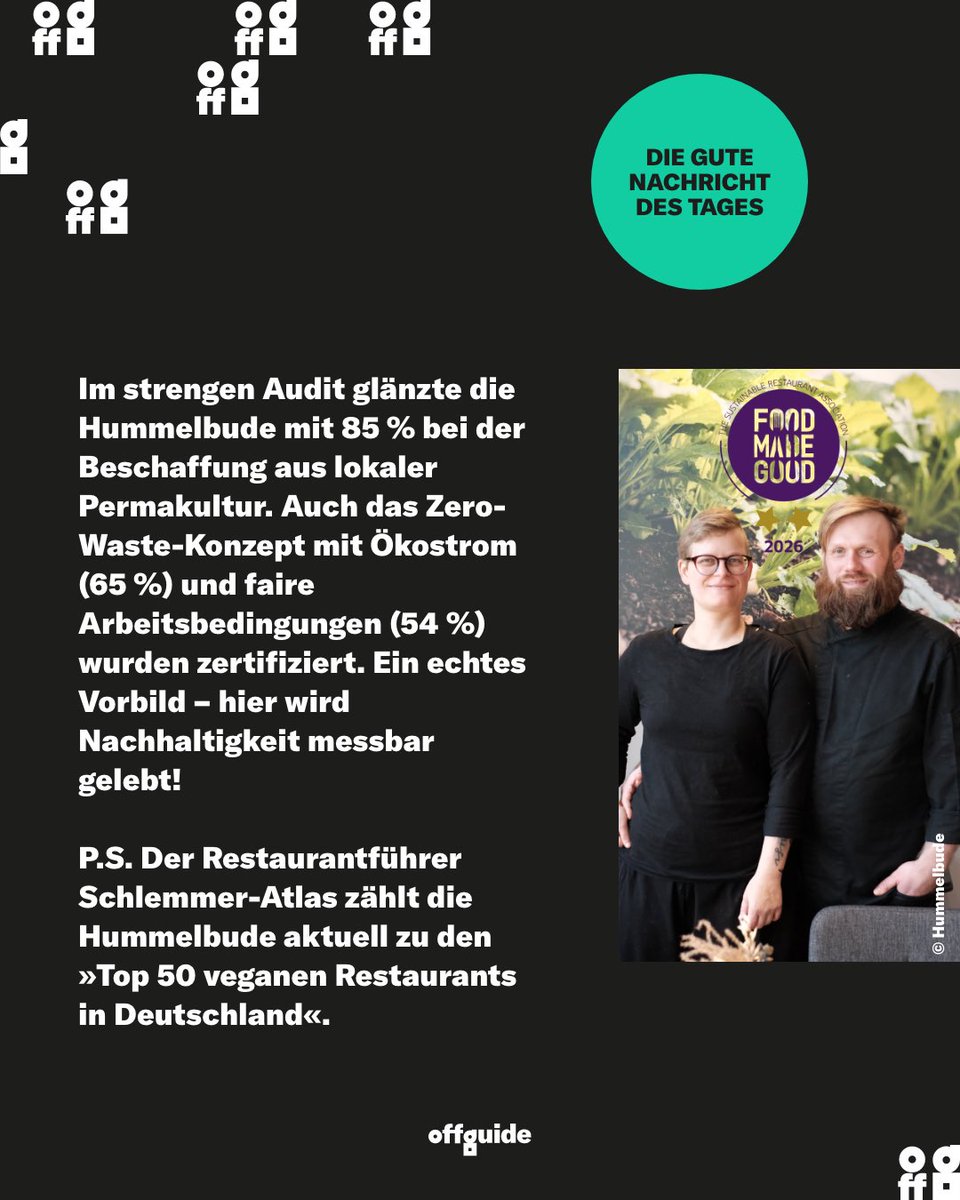 offguide's tweet photo. Das nachhaltigste Restaurant im Rurhgebiet ist in Essen zu Hause - herzlichen Glückwunsch an die Hummelbude 👏 🎉
#hummelbude #frohnhausen #essencity #offguide https://t.co/RvXLaJwWe0