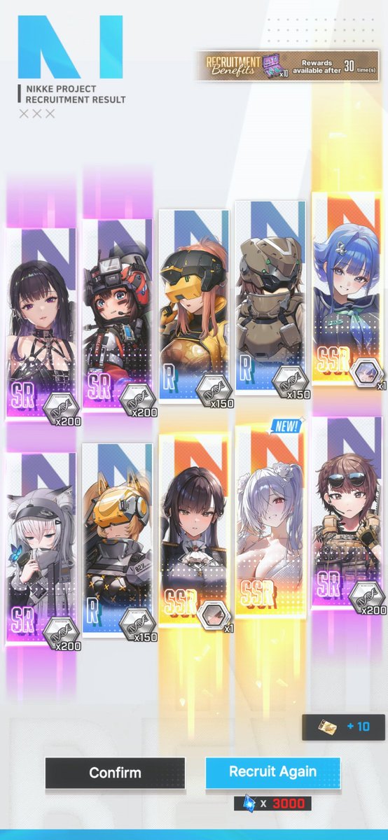 ShadowLWolf's tweet photo. This is ridiculous.

Couldn't pull E.H. (2%)
Couldn't pull Mint. (2%)
Bought Prika with Golden Tickets (2%)
Couldn't pull Ark Ranger Black (2%)

This event: 3rd summon attempt (1% and more)

That's #NIKKE for you! https://t.co/oBrmrjScOz