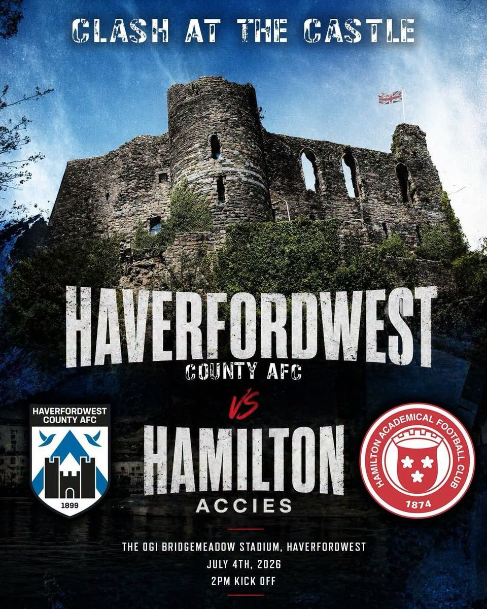 HaverfordwestFC's tweet photo. There's only 2⃣ days to go until we welcome @theacciesfc for what will be the first-ever meeting between the two teams! 😃⏳

We're really looking forward to having our Scottish friends visit Pembrokeshire, and we'd love for you to join us 💙

Tickets 🎟️ https://t.co/ksoRFDByNR https://t.co/Tt5fOiWddJ