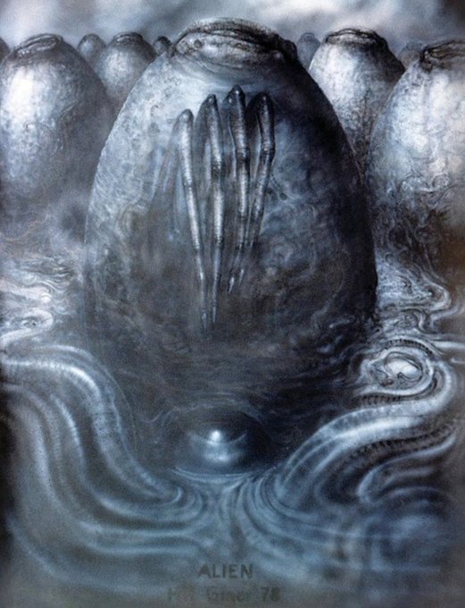 ATRightMovies's tweet photo. Some of H. R. Giger's stunning concept art for ALIEN (1979). https://t.co/HbtbatWrKs