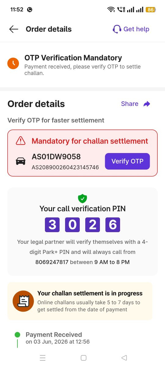 lifecycleindia's tweet photo. Dear @parkplus_io, I paid ₹1,199 on 03 Jun 2026 via Park+ to settle my ₹1,000 traffic challan (Vehicle: AS01DW9058). The money was deducted, but the challan was never settled or refunded despite repeated requests. Please help. @jagograhakjago #ConsumerRights #ParkPlus https://t.co/qy5PKBEfVb