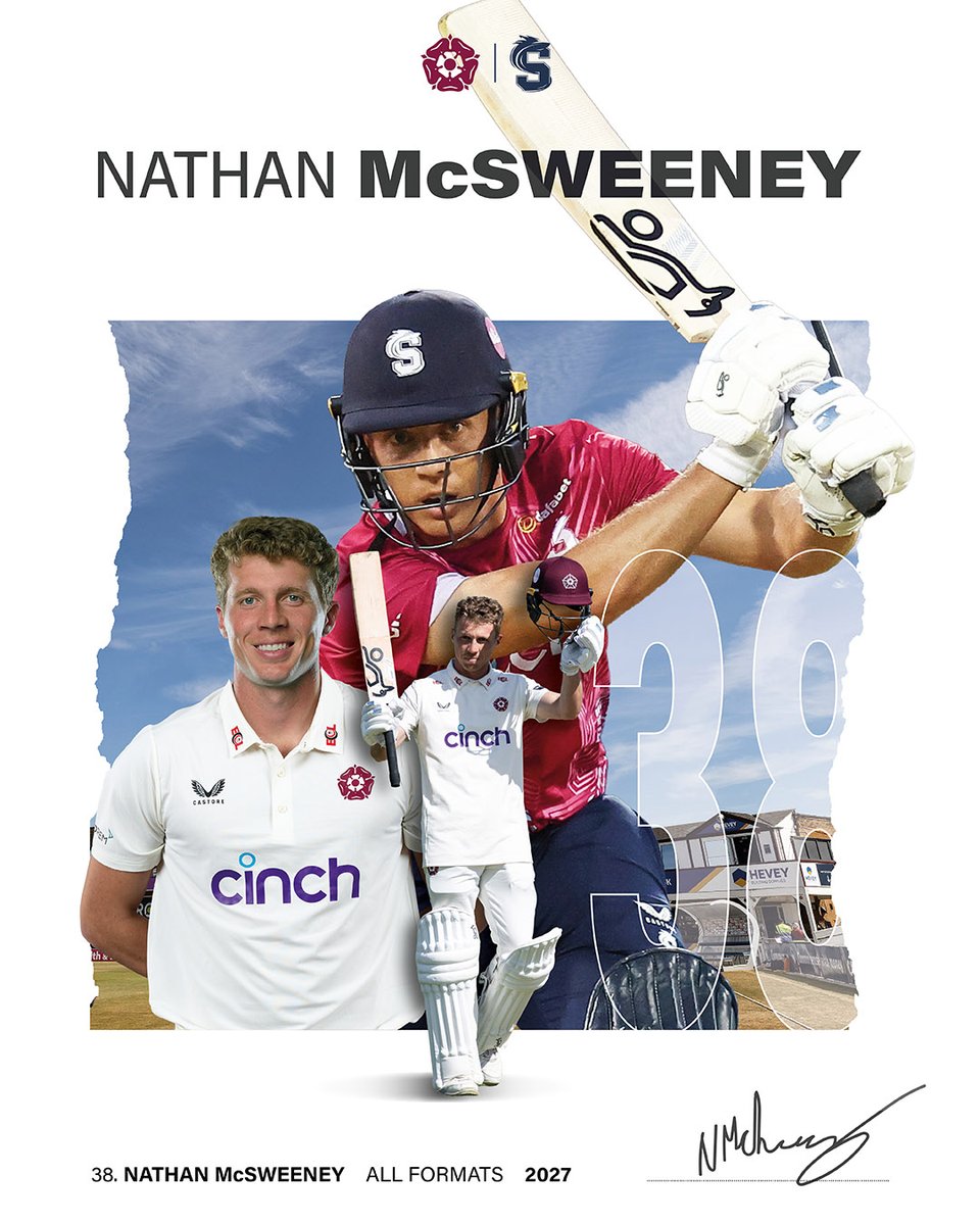 NorthantsCCC's tweet photo. 2️⃣0️⃣2️⃣7️⃣

We're delighted to announce that Nathan McSweeney will be staying with Northamptonshire for the 2027 season 🤩

Read more 👉 https://t.co/bUBqpki4mr https://t.co/vHmtrxMaPb