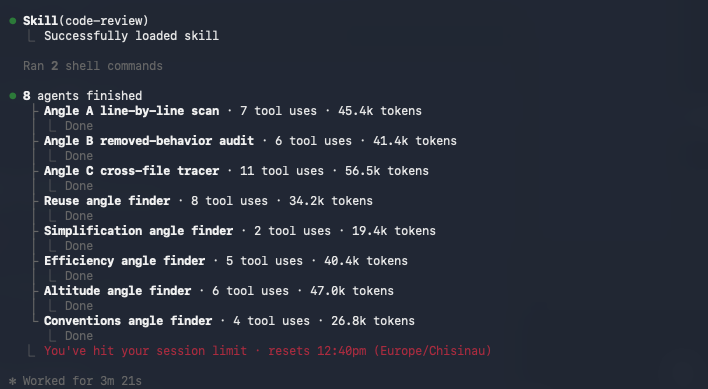 SergiuRusuX's tweet photo. I learned this the hard way: Fable 5 is incredibly good, but one generic prompt completely burned through my entire 5-hour usage limit. 😅 It likely used 300k+ tokens just to review a small feature. Lesson learned! https://t.co/xUOgfjVvtS
