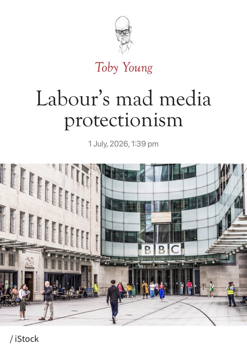 SpeechUnion's tweet photo. In one of its last-ditch acts, this Labour Government has become even more unhinged.

A newly published Government green paper, Watch This Space, suggests forcing social media platforms to make content produced by public service broadcasters such as the BBC, ITV and Channel 4 “prominent and easily discoverable”.

It is truly shocking that a Western liberal democracy like the UK now thinks it is the Government’s job to decide what news its citizens should read and what is and isn’t deemed “trustworthy”.

In his latest article for The Spectator, the General Secretary of the Free Speech Union, Lord Young of Acton, says that the Government’s solution to the declining popularity of our legacy media appears to be protectionism.

He raises the possibility of President Trump — the leader of our closest ally — retaliating by forcing social media companies in the US to give greater prominence to domestically produced content. That would harm UK freelance content producers and could also damage the very broadcasters the Government is trying to protect.

Lord Young also makes a serious point about the shift away from traditional news sources, noting that: “The reason the BBC now attracts fewer viewers than YouTube is because people don’t trust it – and with good reason”.

But Lord Young has also exposed what may be Labour’s real objective: bringing Britain’s free press under state control.

Chapter 2 of the green paper suggests Labour may legislate to require social media providers to boost “local and national news publishers” as well as public service broadcasters. This could be a backdoor way of persuading newspapers and magazines to accept state regulation of the press.

That has long been a goal of figures such as Ed Miliband, Harriet Harman and Andy Burnham, following the failure to implement this recommendation from the Leveson Inquiry. Now they may have another opportunity to hobble the free press.

Lord Young has said: “This could be just the ticket, since news publishers would have a powerful incentive to ‘voluntarily’ sign up to a state-controlled regulator, knowing they’d face a huge competitive disadvantage if they didn’t. It could also be a way of doing it without incurring the wrath of the press, since editors are constantly bellyaching about losing eyeballs to algorithmically promoted digital news content. There would be a benefit to submitting to state regulation, as well as a cost.”

Read more from @toadmeister in @spectator 👇