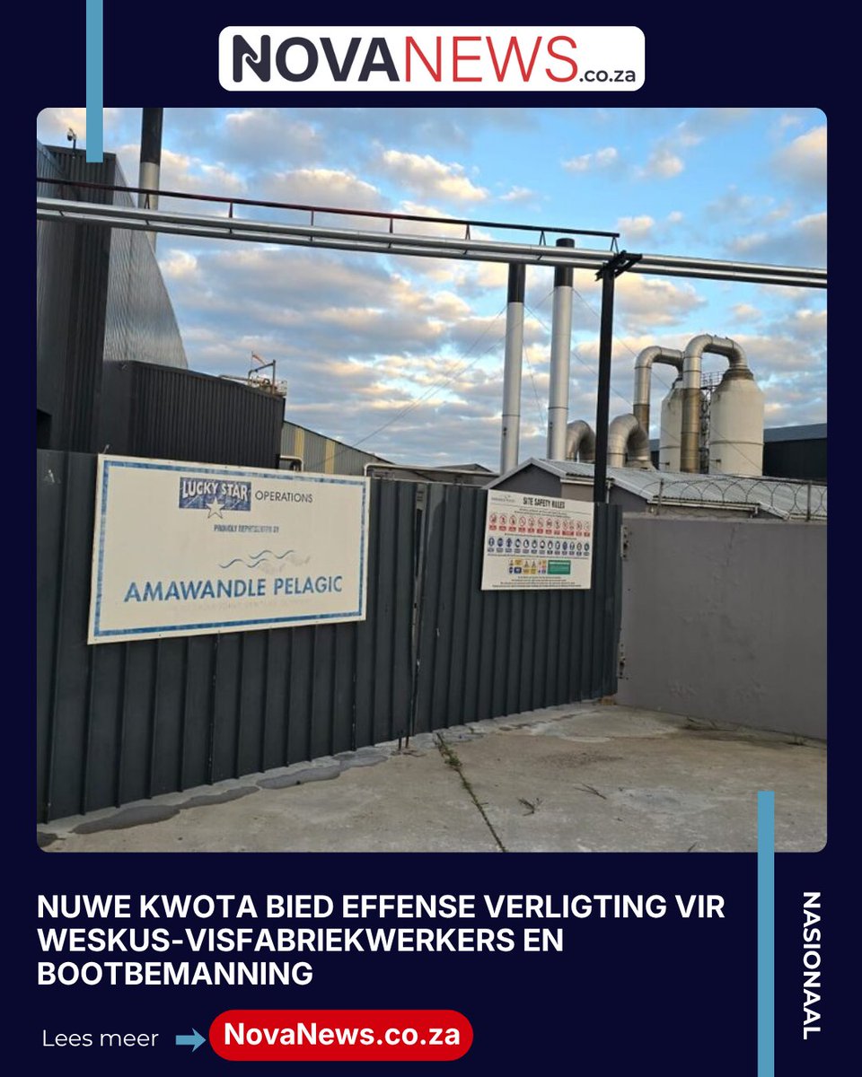 NovusMediaZA's tweet photo. Honderde werksgeleenthede in die Weskus se visbedryf het ‘n hupstoot gekry nadat die sardynkwota van 30 500 ton tot 36 500 ton verhoog is.
Lees alles daaroor op: https://t.co/STVp3RN3Pe
#NovaNews #Weskus #Sardines #DFFE https://t.co/x60cN13Vzf