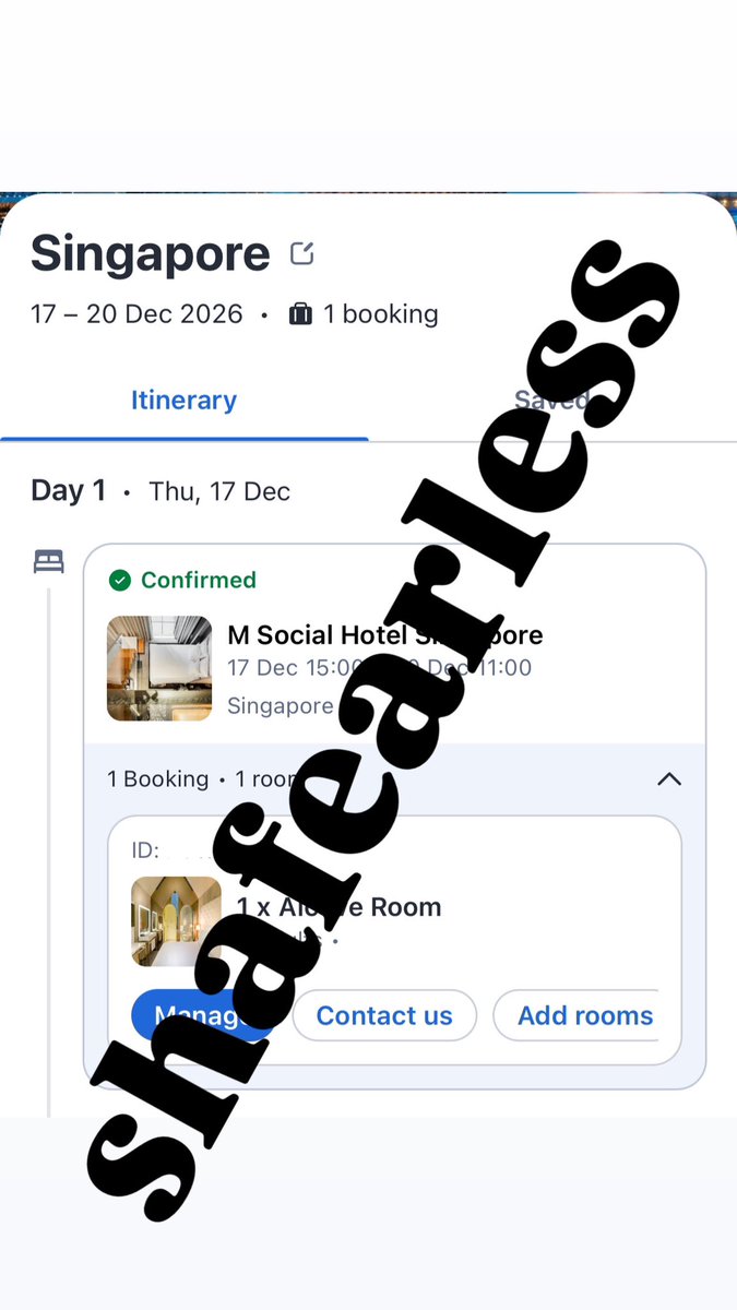 shafearless's tweet photo. Want to Sale
M Social Hotel Singapore - Normal Price
4D3N SG 17-20 DEC 

Suitable For:
- BTS Concert in Singapore
- ⁠Business Trip
- ⁠Honeymoon
- ⁠Family Trip

DM if interested!

wts hotel in sg hotel in singapore https://t.co/eLCcMznbKJ