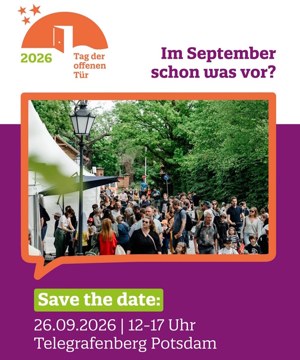 PIK_Klima's tweet photo. ERDE, EIS, KLIMA, ALL

Vier Forschungsinstitute – PIK mit #GFZ #AWI #AIP – öffnen am 26. September 2026 ihre Türen auf dem Telegrafenberg Potsdam.

Mitmach-Experimente, Laborführungen, Vorträge für Groß und  Klein, buntes Rahmenprogramm.

Event-Website:
https://t.co/EIYsP3tVk0 https://t.co/cAeCkpLUNI