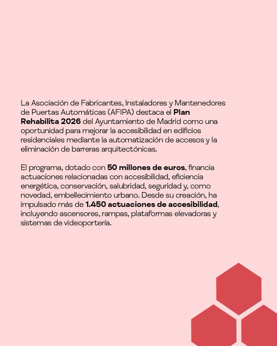 SmartDoors_'s tweet photo. ➡️ La convocatoria del Ayuntamiento de Madrid, dotada con 50 millones de euros, contempla ayudas para mejorar la accesibilidad en edificios existentes.

https://t.co/LiEQz1ddtd https://t.co/orGfulzCpa