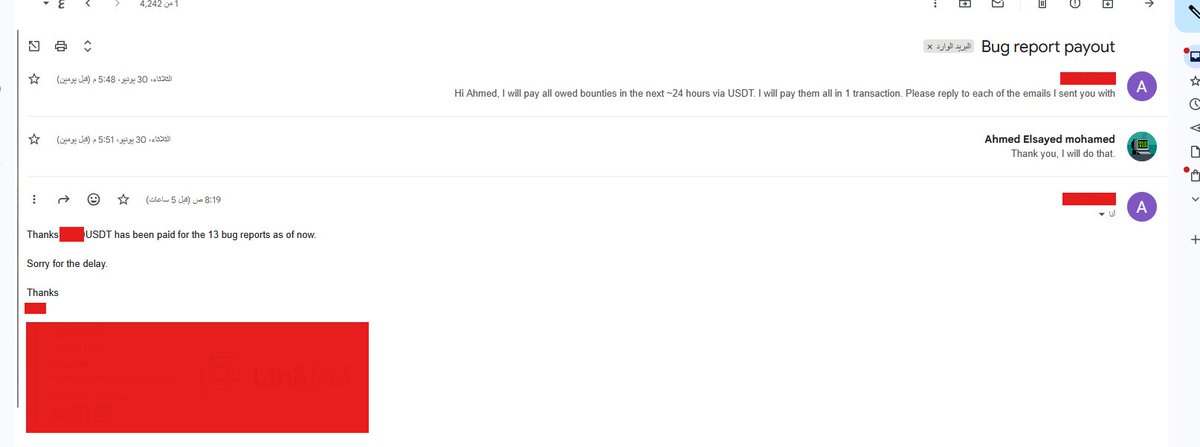 ahmedelsayedx01's tweet photo. الحمدلله

Payout received for 13 valid bugs in an external program$$$ https://t.co/pcN59TC4u2