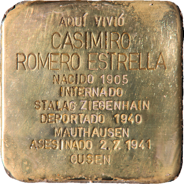 IStolpersteine's tweet photo. #OTD hace 85 años fue asesinado en el campo de concentración de Gusen
CASIMIRO ROMERO ESTRELLA
🔻 #deportado
En un parquecillo -donde estuvo su casa- en su localidad natal, Torrecampo, un 🟨 #Stolpersteine le recuerda.
"Una piedra, un nombre, una persona"
#RememberGusen https://t.co/0eDY1wZNwp