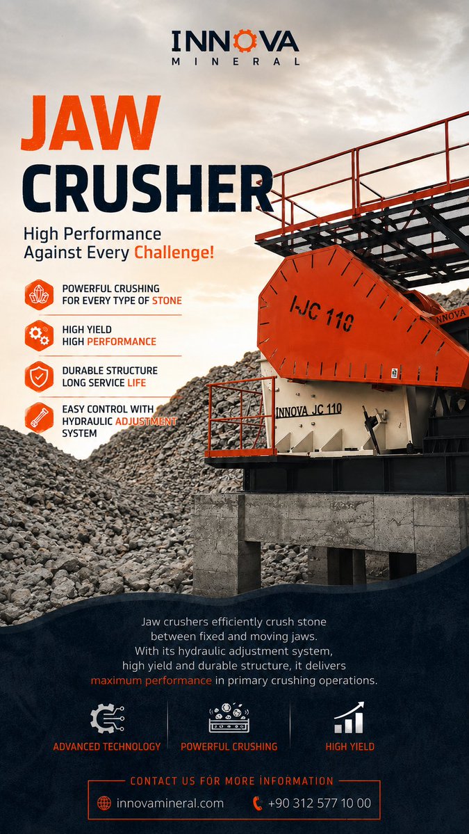 InnovaMineral's tweet photo. Jaw Crusher / İnnova Mineral

#Mining #Aggregate #Quarry #Crushing #Screening #StoneCrusher #MiningEquipment #AggregateEquipment #MineralProcessing #IndustrialMachinery #Engineering #Manufacturing #HeavyMachinery #MiningIndustry #CrusherPlant #ScreeningPlant #JawCrusher https://t.co/YNbnZOWT1C