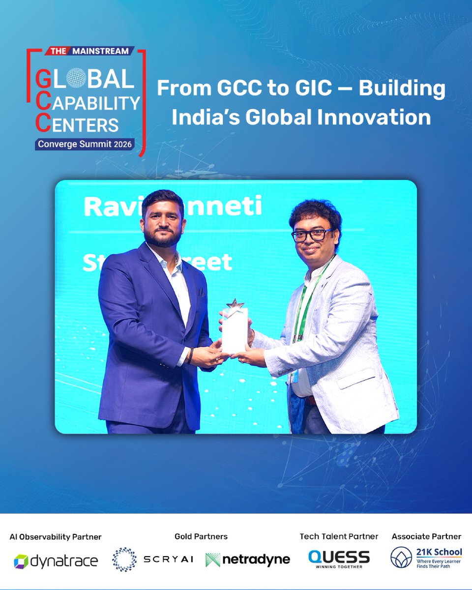 TheMainstream7's tweet photo. At GCC Converge Summit & Awards 2026, powered by #miniOrange and hosted by The Mainstream, Ravi Tenneti, #StateStreet was honored for his commitment to innovation, excellence and transformative leadership.
#TheMainstream #GCCConverge2026 #Awards #Innovation #FromGCCtoGIC https://t.co/vsPaEqV1oM