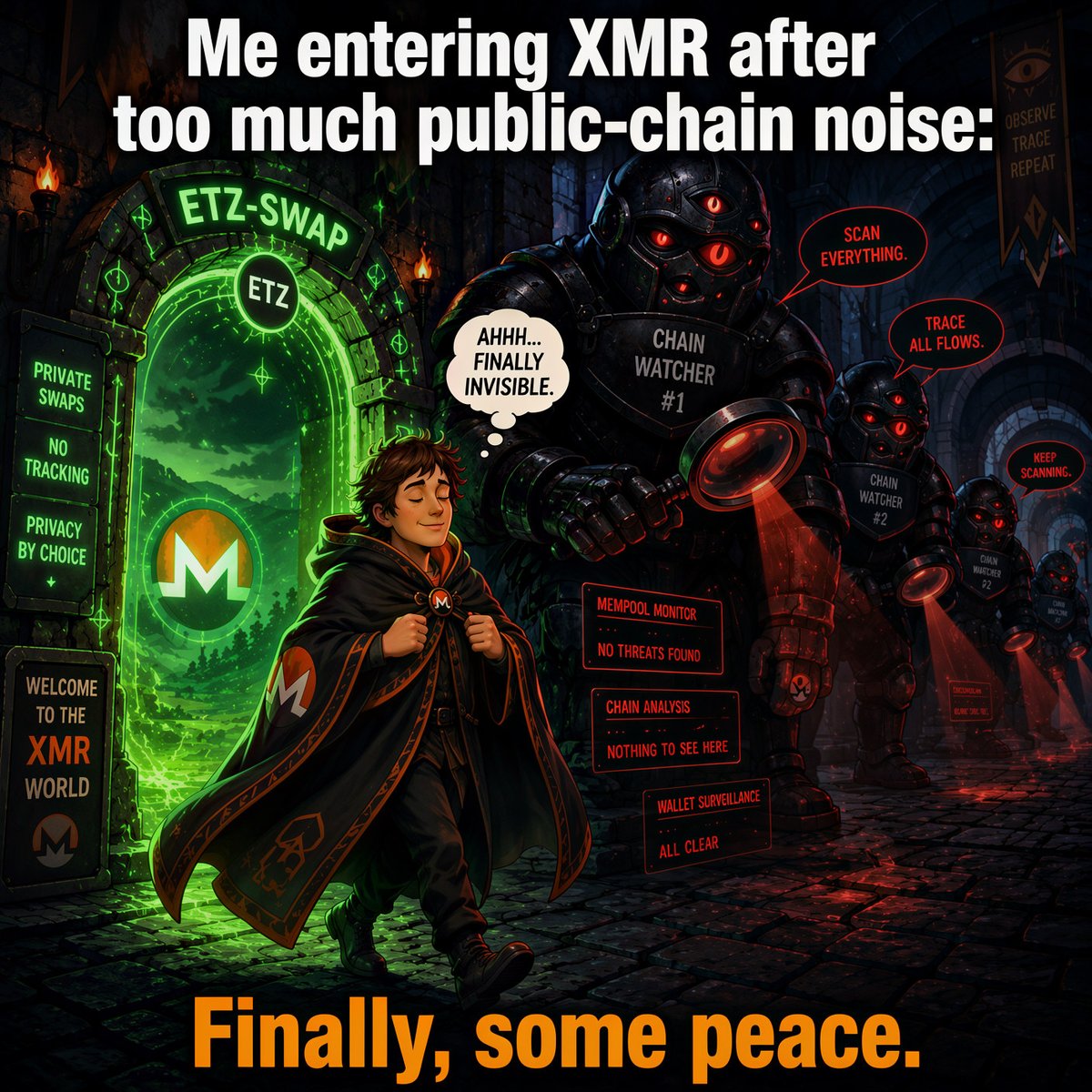 ETZ_Swap's tweet photo. After too much public-chain noise, XMR feels like an invisibility cloak that actually works.
Less watching.
Less tracing.
Less explaining.
Finally, some peace.
https://t.co/nb5cZ9EYWS
#monero #privacy #etzswap https://t.co/zADtbWLOmB