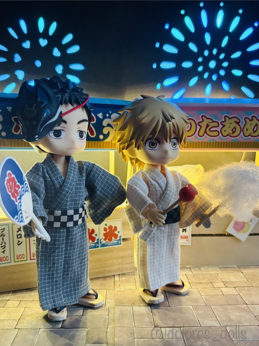 dolores_dolls's tweet photo. 夏祭りアベミハ🎆

屋台、小物などはとうふ様(@tofu56)の素材を使わせていただき、作り方も参考させていただきました。とても素敵です！本当にありがとうございます🙇‍♀️ https://t.co/5E7oQHQGaJ
