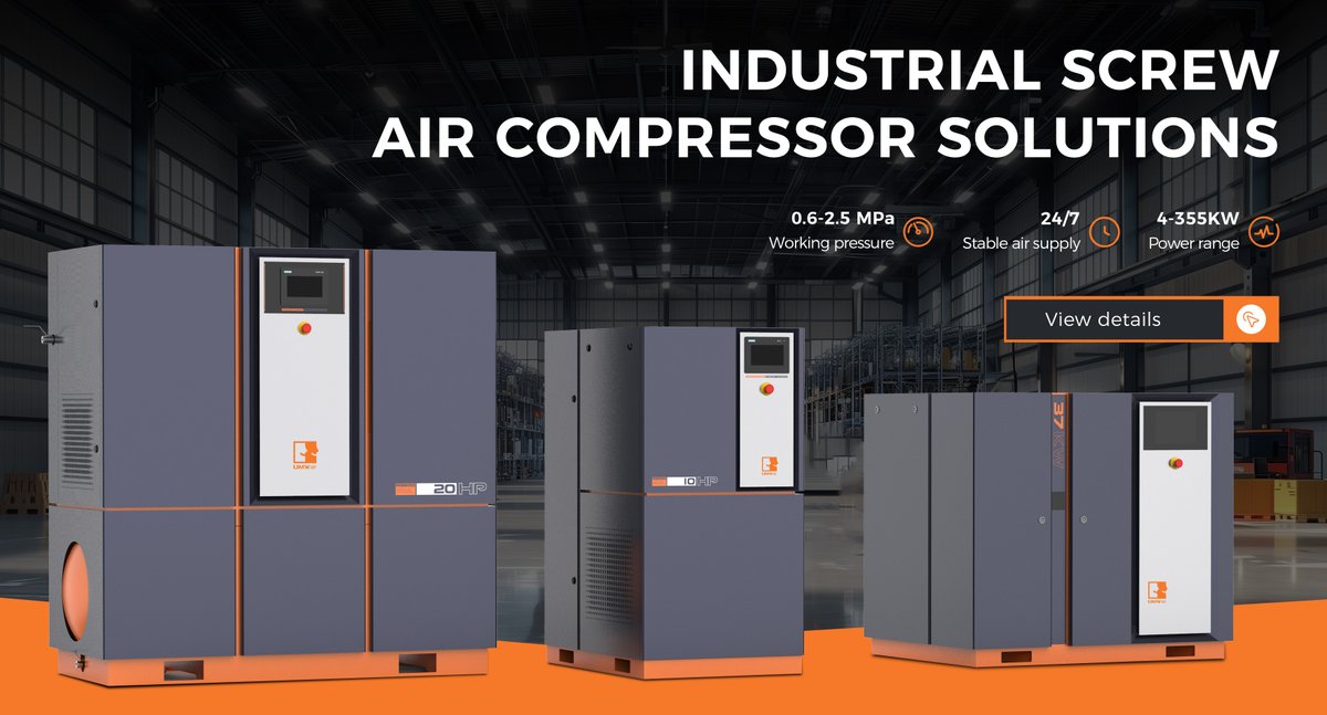 UMWAir's tweet photo. 🚀 Complete Industrial Screw Air Compressor Solutions from UMW Air!

⚡ 4-355 kW | 📊 0.6-2.5 MPa
🔄 Stable 24/7 supply | 💡 Energy-saving

👉 Comment “Air” for details!
📧 info@umw.top
📱 WhatsApp: +86 188 8830 0248

#ScrewAirCompressor #IndustrialAirCompressor #AirCompressor https://t.co/WUJ7EnS0C4
