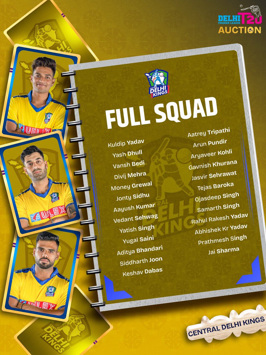 DelhiPLT20's tweet photo. Every pick had a purpose. Every name has a role.
The Central Delhi Kings are locked in for DPL T20 2026. Let the games begin. ๐ฅ๐
#delhipremierleague #dpl #centraldelhikings #dplauction #cricket https://t.co/f51BztPVdj