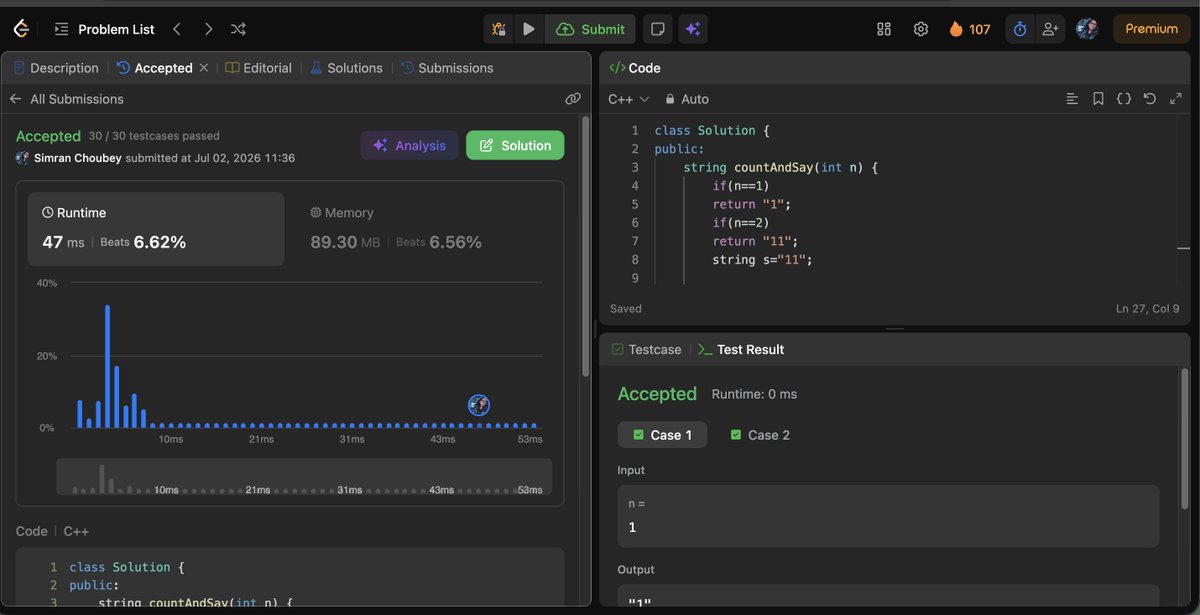 SimranKuma76498's tweet photo. 🔥 Day 32/45 – #SDESheetChallenge

✅ Valid Anagram
✅ Count and Say
✅ Compare Version Numbers
Still decoding strings. 🚀
@striver_79
@takeUforward_

#DSA #Java #LearnInPublic https://t.co/qXpYhRQx6s