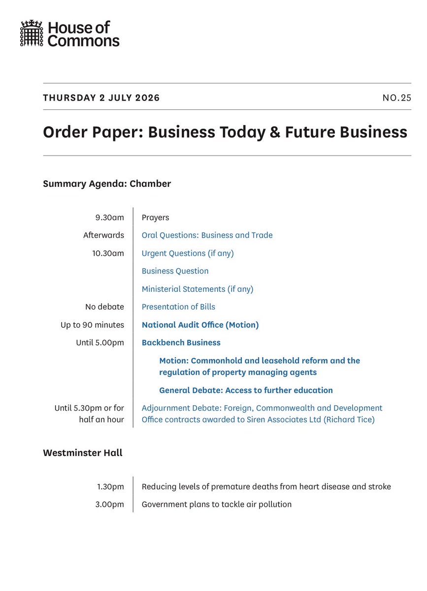 PARLYapp's tweet photo. Here is today’s order paper https://t.co/v12h6TWqfm https://t.co/dCNyYEWVQw