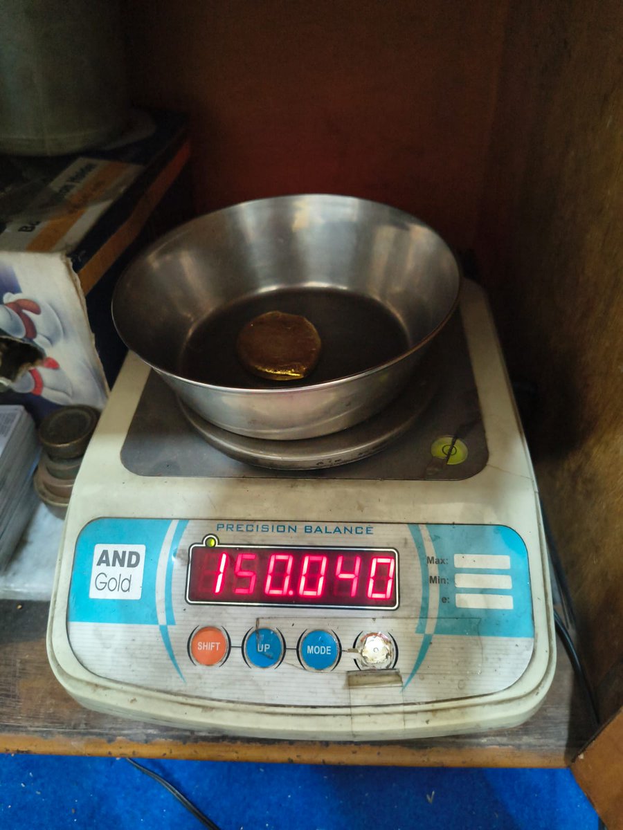 AmritsarCustoms's tweet photo. On 19.06.2026 night, a joint operation was conducted by the (DRI), Amritsar, and Customs officers at SGRDJI Airport. A passenger arriving from Sharjah by Flight No. 6E1428 was intercepted. Upon detailed examination, including X-ray scanning and personal search, a total of 174 grams of gold (gross weight) in paste form was recovered. After extraction, the net weight of gold was found to be 150.04 grams, valued at ₹22,05,588/-.