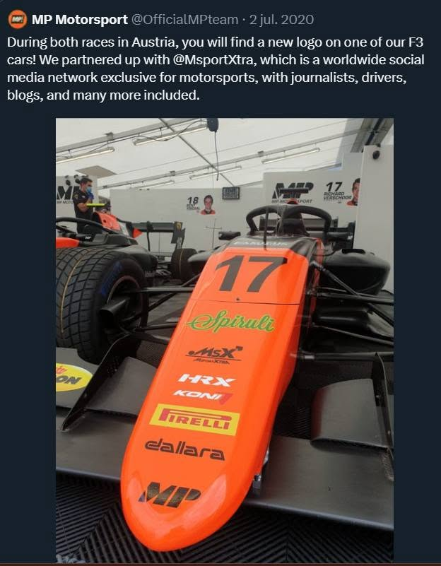 MsportXtra's tweet photo. #F3 #OnThisDay, July 2nd 2020. This was a very special day for @MsportXtra and has a special place in my heart. A huge thanks to @OfficialMPteam for the opportunity during the Covid-period and your trust in me to give the team and @R_Verschoor1 some "extra" exposure. #MsportXtra https://t.co/1deF9f7DPt