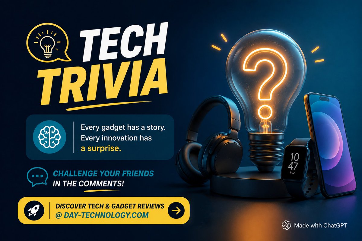DayTechnology1's tweet photo. π§ Think you know tech? Think again!
Every gadget has a story!!! Today's Tech Trivia might just change the way you look at technology.
π¬ Challenge your friends!
π Discover gadget reviews @ https://t.co/CbcCX9ZtYT
#TechTrivia #TechFacts #Gadgets #DidYouKnow #DayTechnology https://t.co/YwBV9nbyqF