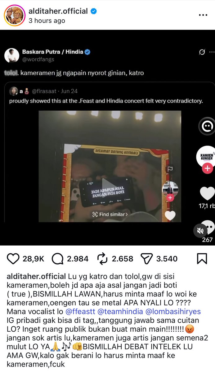 insidefolkative's tweet photo. Aldi Taher dalam postingan Instagramnya https://t.co/9Y6o6hWo67